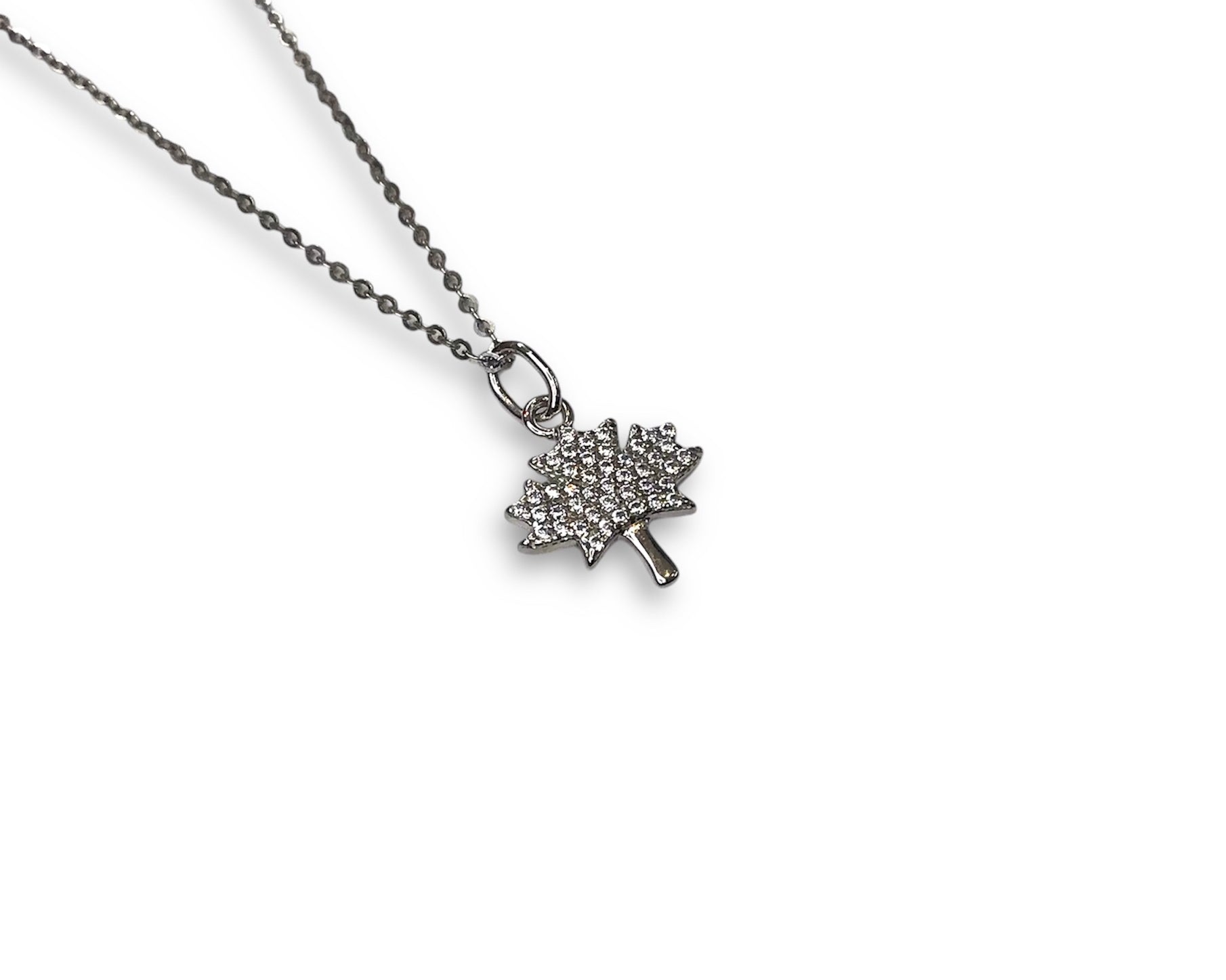 CZ Canada Maple Leaf Necklace