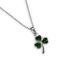 Green CZ Shamrock Necklace