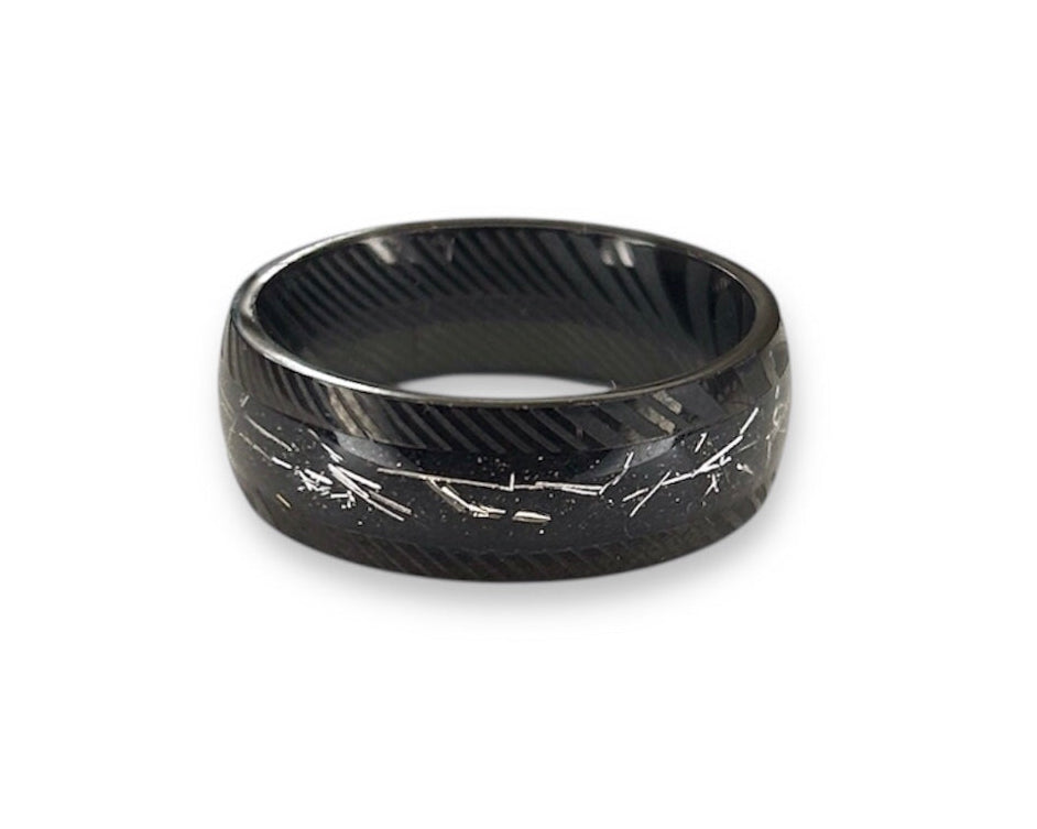 Steel Damascus-Pattern Galaxy Ring