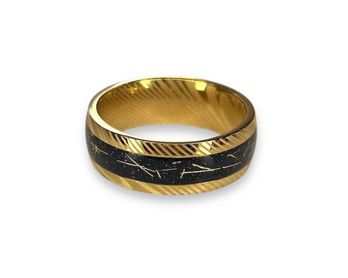 Steel Damascus-Pattern Galaxy Ring