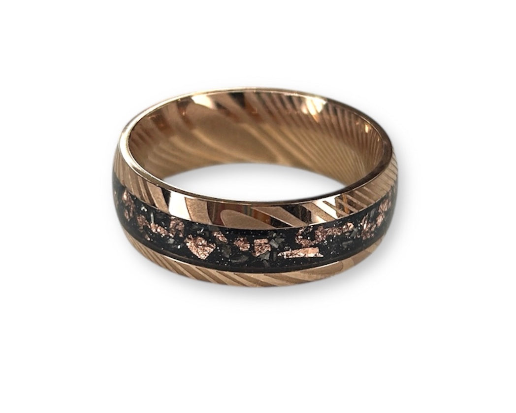 Steel Damascus-Pattern Galaxy Ring