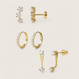 Radiant Trio – Gold CZ Earring Gift Set