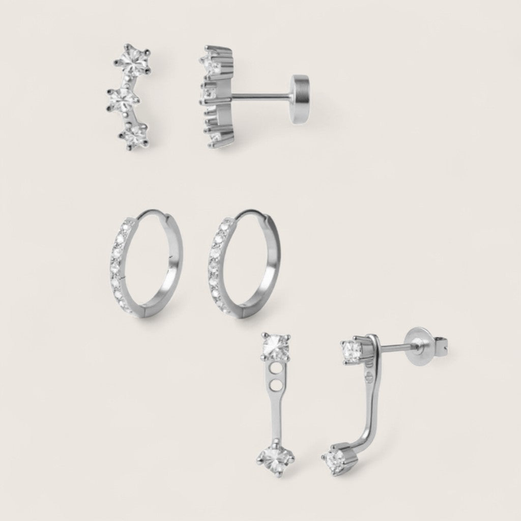 Radiant Trio – Gold CZ Earring Gift Set