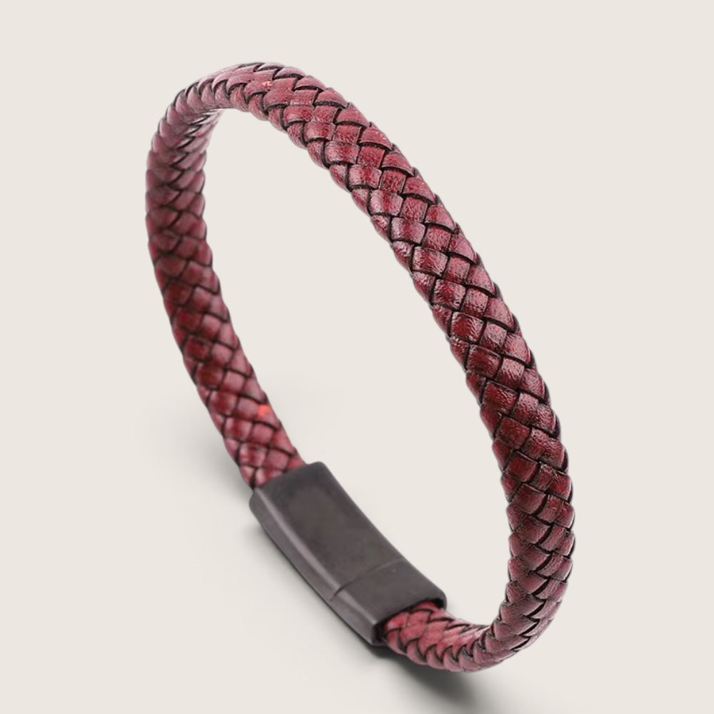 Flat Leather Braided Bracelet