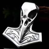 Crow Skull Viking Hammer Necklace