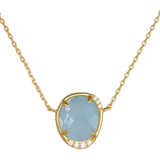 Facetted Aquamarine with CZ Necklace