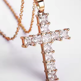 Fashion Large CZ Cross Necklace
