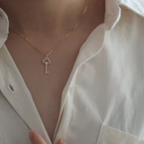 Small Clover CZ Key Necklace