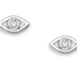 Silver CZ Evil Eye Stud Earrings