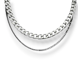 Cascade Duo – Polished Steel Layered Necklace