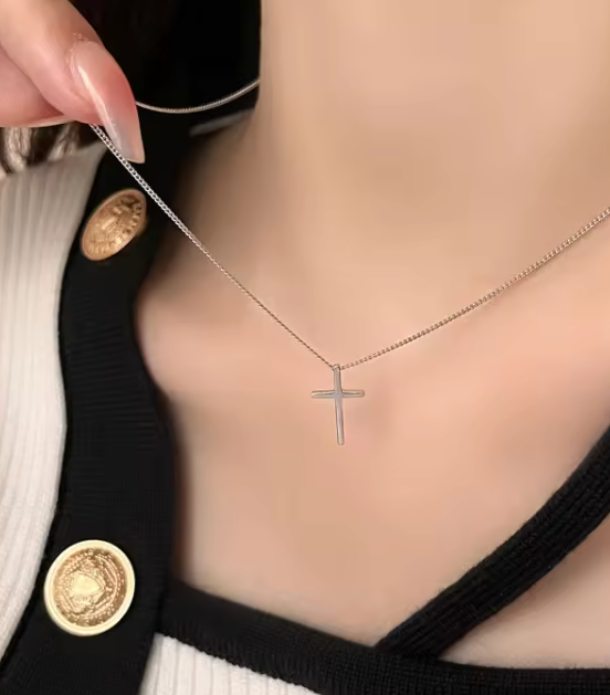 Minimalist Slider Cross Necklace