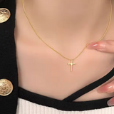 Minimalist Slider Cross Necklace