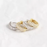 Double CZ Huggie Hoop Earrings