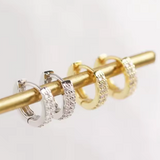 Double CZ Huggie Hoop Earrings