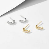 CZ Honeycomb Half Hoop Earrings