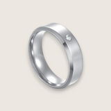 The Solis Solitaire –  Flat Stainless Steel Ring