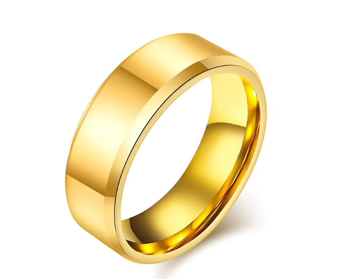 The Radiant Bevel – Polished Flat Tungsten Ring