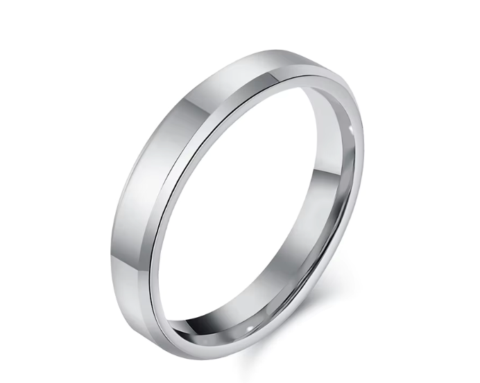 The Radiant Bevel – Polished Flat Tungsten Ring