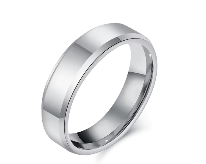 The Radiant Bevel – Polished Flat Tungsten Ring