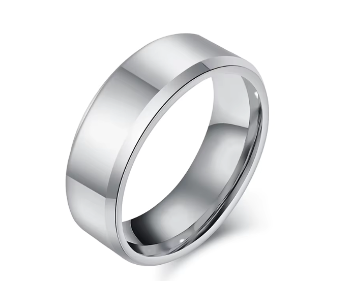 The Radiant Bevel – Polished Flat Tungsten Ring