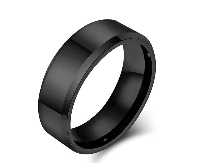 The Radiant Bevel – Polished Flat Tungsten Ring