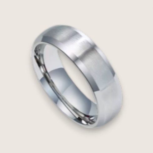 The Apex – 6 mm Brushed Beveled Steel Ring