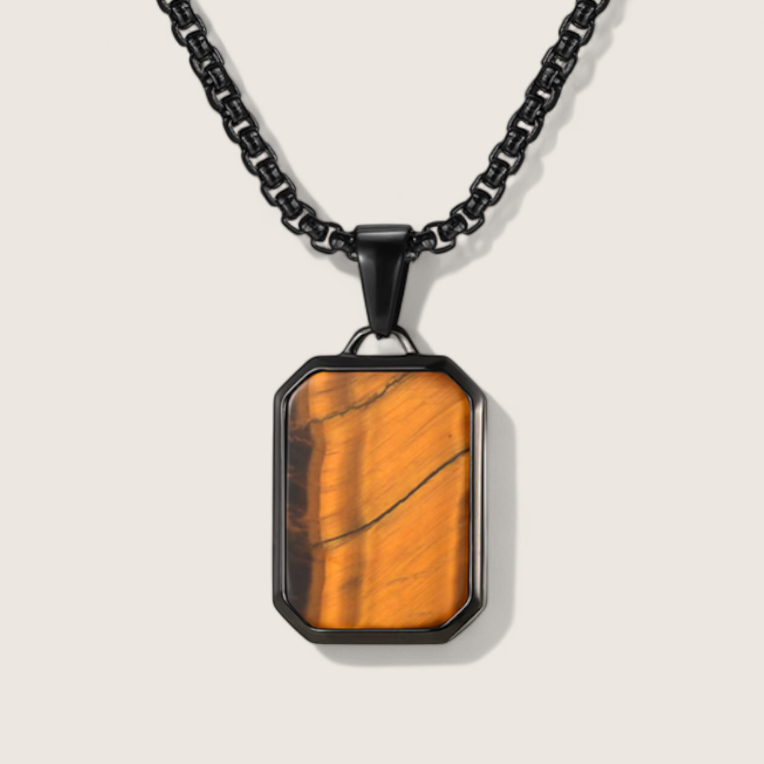 The Aegis - Tiger Eye Dog tag Necklace
