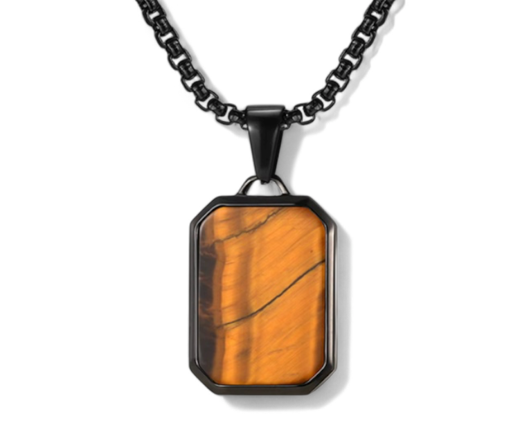 The Aegis - Tiger Eye Dog tag Necklace