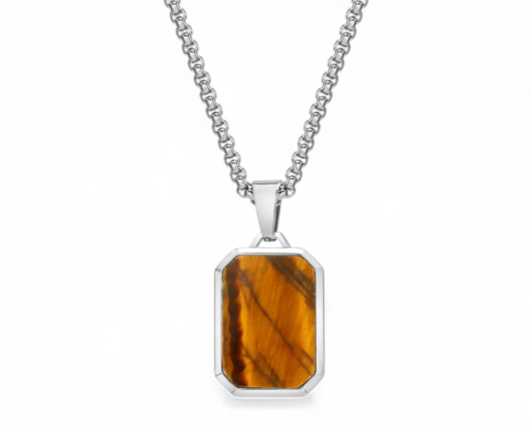 The Aegis - Tiger Eye Dog tag Necklace