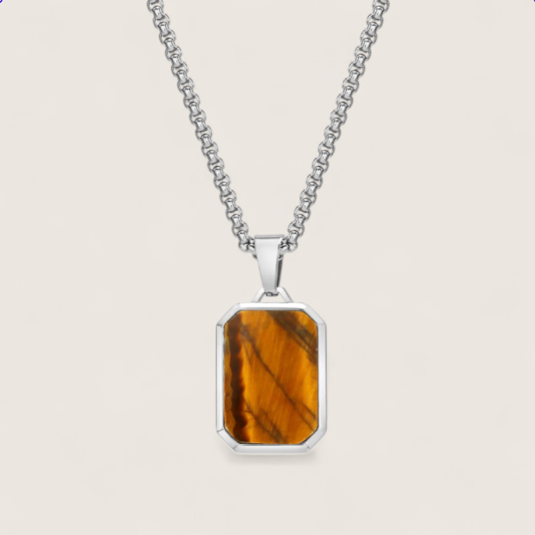 The Aegis - Tiger Eye Dog tag Necklace