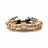 The Crowned Pair- Steel Double Bracelet
