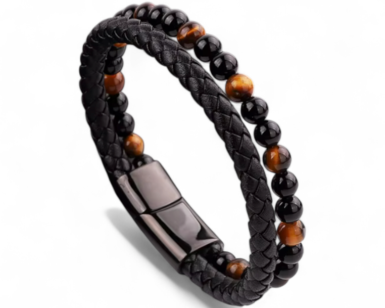 The Forge Duo - Leather Gemstone Bracelet