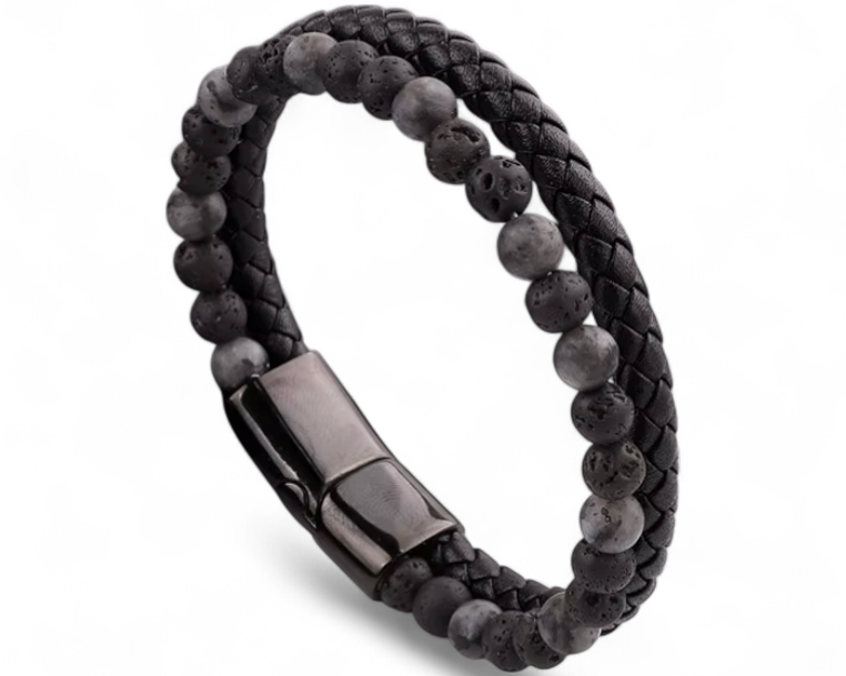 The Forge Duo - Leather Gemstone Bracelet