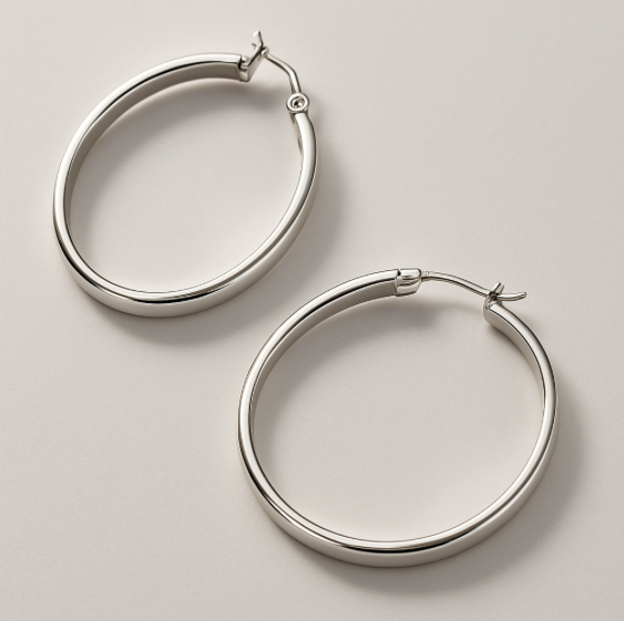 The Auric – 4 mm Steel  Flat Hoop Earrings
