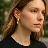 The Auric – 4 mm Steel  Flat Hoop Earrings