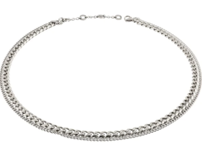 Cascade Duo – Polished Steel Layered Necklace