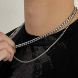 Cascade Duo – Polished Steel Layered Necklace