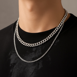 Cascade Duo – Polished Steel Layered Necklace