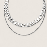 Cascade Duo – Polished Steel Layered Necklace