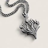 The Hearthfire Pendant – Steel Flame Necklace