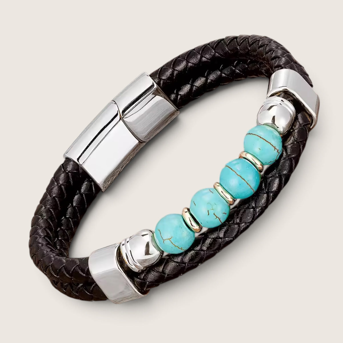 Pathfinder II Leather & Stone Bracelet