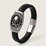The Reaper’s Oath – Leather Skull Bracelet