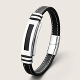 Steel Edge Leather Bracelet