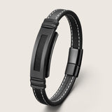 Steel Edge Leather Bracelet