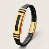 Steel Edge Leather Bracelet