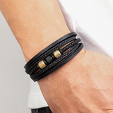 Textured Bead Leather Bracelet