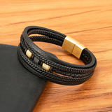 Textured Bead Leather Bracelet