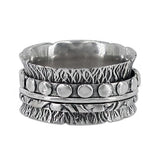 Silver Dot and Texture Meditation Ring
