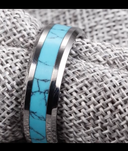 Turquoise Inlay Tungsten Ring
