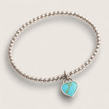 Turquoise Heart – Sterling Silver Bracelet
